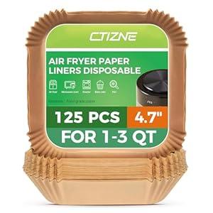 Air Fryer Liners Disposable - 125Pcs 4.7In Square Parchment Paper for Air Fryer, Non-Stick Airfryer Basket Liners for Steamer Microwave Oven