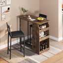 Small Space-Saving Table, Dining & Bar Height with Built-in Storage Shelves, Vintage Style Kitchen Table and Chairs Set, for Compact Kitchen/Dining Room/Breakfast Nook, Vintage