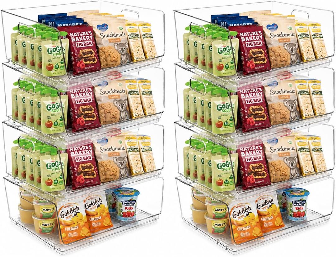 ClearSpace Stackable Storage Bins, Front Pantry Organizer, Large, 8 Pack