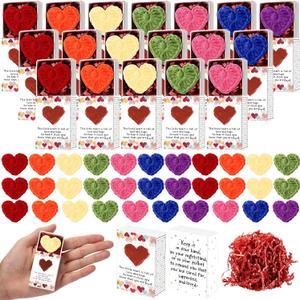 Wettarn 21 Sets Emotional Cheer Support Gifts Pocket Heart Hug Bulk Appreciation Crochet Heart with Greeting Box Thank You Token Gifts for Women Employee Coworker Staff Nurse Practitioner Student