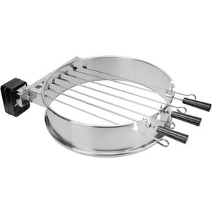only fire Shish Kabob Set with Stainless Steel Ring, Automatic Skewers Turner for Weber 22" Kettle and Other Similar Kettle Grills