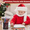 Christmas Pencils Xmas Wood Pencil with Eraser Snowman Pencils Santa Elk Assorted Christmas Stationery Pencil, 8 Styles(72)