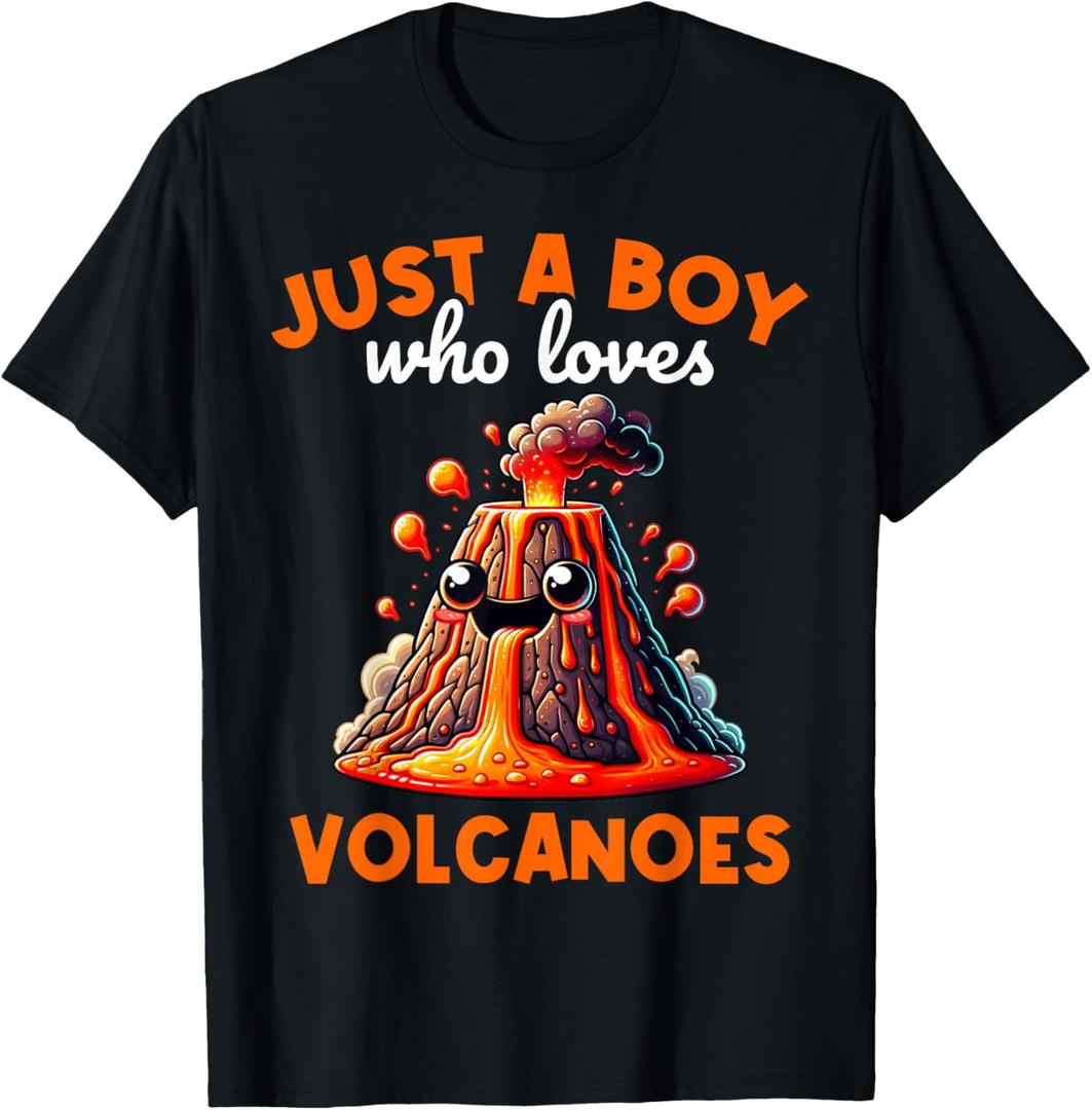 Kids Just A Boy Who Loves Volanoes Volcano Eruption T-Shirt, Small