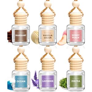 AROIC Car Air Freshener for Women, 6 Pack Air Freshener Diffuser, Hanging Air Fragrance Essential Oil Diffuser, Long Lasting Fragrance Fresheners Scents Accessories Cute Car Interior Unisex
