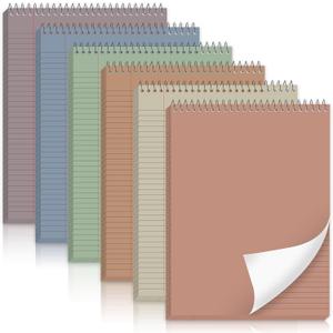gisgfim 6 Pcs Boho Top Bound Spiral Notebooks 8.5" x 11" College Ruled Aesthetic Legal Pad Top Spiral Steno Pads Colored Paper Assorted Covers Spiral Notebook for Writing School Office Supplies