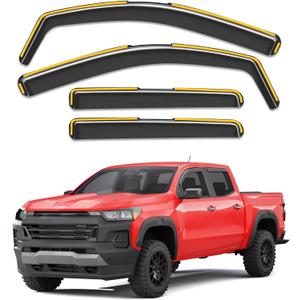 In-Channel Window Rain Guards Compatible With Truck Chevy Colorado/GMC Canyon 2023 2024 2025 2026 Crew Cab Vent Visors Window Visors Extra Durable Window Deflectors Vent Shades Car Accessories