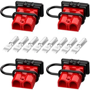 Malictele Anderson Connector, 175AMP 2-4 Gauge Battery Quick Connect 12V-36V Anderson Plug Battery Cable Quick Connect Disconnect Plug Winch Wiring Kit for Cable RV Truck Winch (4 Pack) Red