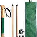 FOREST PILOT Trekking Poles- 2-pc Pack - Adjustable Hiking or Walking Stick –Strong, Natural Beech Wood - Quick Adjust Flip-Lock - Beech Wood Grip, Leather Strap