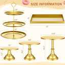 Tioncy 7 Pcs Cake Stand Set Metal Cupcake Holder Dessert Table Display Cupcake Display Plate Serving Platter Dessert Table Stands and Trays Set for Baby Shower Wedding Birthday Xmas Party (Gold)