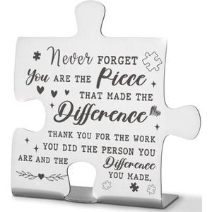 Never Forget You Are The Piece, Employee Appreciation Gifts, Thank You Appreciation Gift for Coworker, Colleague, Women, Men, Mentors, Boss, Teachers, Friends, Decorative Signs Plaques WZW23, 4 x4x 1inches