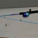 Zebco Kids Splash Jr. Spincast Reel and Fishing Rod Combo, 4-Foot 2-Piece Fishing Pole, Right-Hand Retrieve, Pre-Spooled with 6-Pound Cajun Line, 20 size spincast, Spincast Reel - Blue