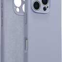 UCASONG for iPhone 14 Pro Case Silicone,with [Full Camera Protection][Soft Anti-Scratch Microfiber Lining],Liquid Silicone Ultra Slim Shockproof Phone Case for Men Women Girls-Lavender Gray
