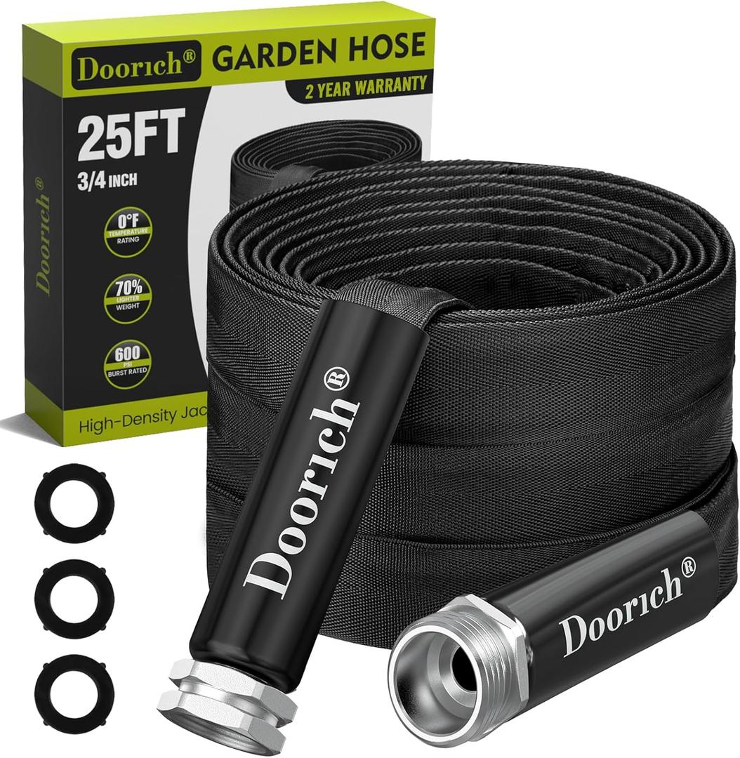 Garden Hose, Lightweight, Ultra Flexible, Durable, Kink-Free Water Hose - Made of TPU, Drinking Water Safe Material, Non-Shrinking, Easy to Store, All-Weather, Black (25 FT)