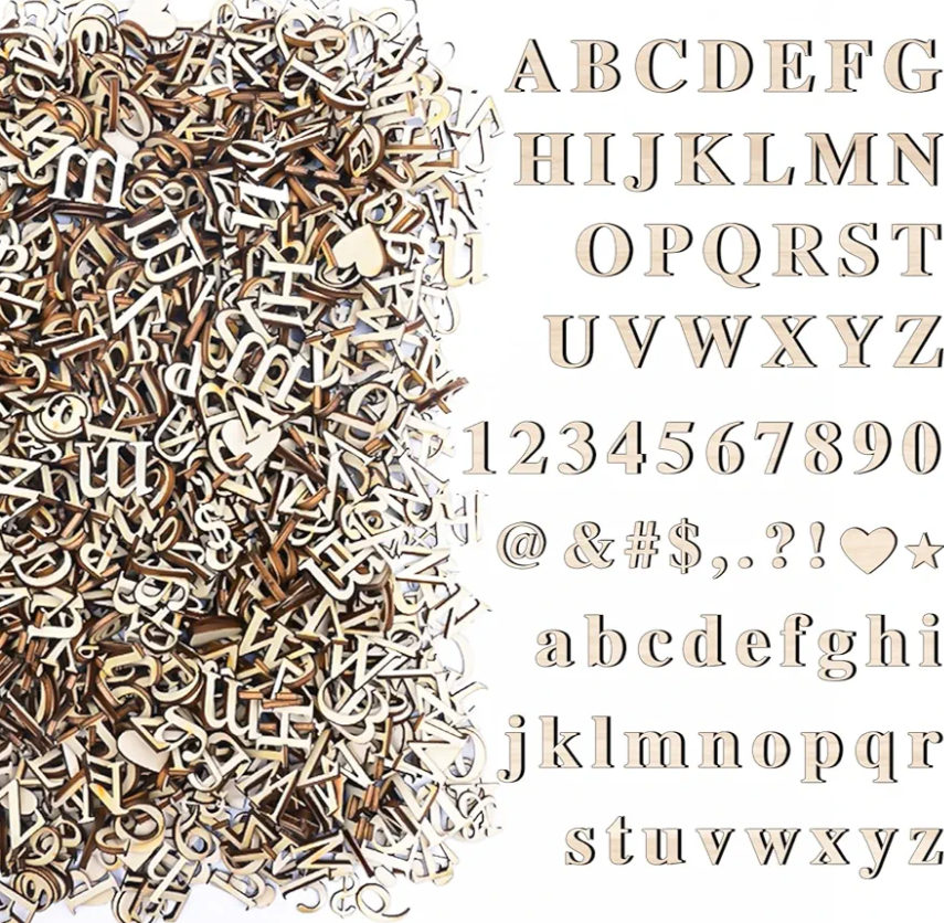 1440 Pcs Wooden Letters 1/2 Inch Small Wooden Alphabet Letters Numbers and Symbol for Craft, Unfinished Wooden Letters for Home Decor DIY Painting Crafts Spelling Homemade Education