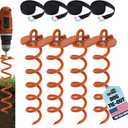 Eurmax USA 4-Pc Pack Spiral Stakes Heavy Duty Anchor Kit Ice Screw Anchor for Trampoline, Tents, tarps, Canopies,car Ports,Dog tie Out and etc Bonus Tie Down Straps 4-Pc Pack (Orange)