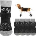 SCENEREAL Dog Socks to Prevent Licking Paws for Hot/Cold Pavement Anti Slip, Dog Shoes for Hardwood Floors, Dog Boots & Paw Protectors with Grippers for Small Medium Large Senior Dogs, Black S (Black Pearl Paw(Pack of 4))