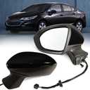Left Driver side Mirror Fits 2016-2019 Chevy Cruze Sedan/Hatchback with Power Glass Without Heated without turn signals without Blind Spot, Match Mosaic Black Metallic Replace GM1320541(3Pins)