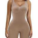 SHAPERX Women's Shaping Mid-Thigh Bodysuit Tummy Control Shapewear Seamless Full Body Shaper, SZ5310-S/M