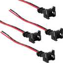 Pack of 4 Fuel Injector Connector, Waterproof Shell + Copper Core Plug Injector, Plug-and-Play Standard Specification Fuel Injector Socket with Extended Pigtail Harness, Universal for Car (Black)