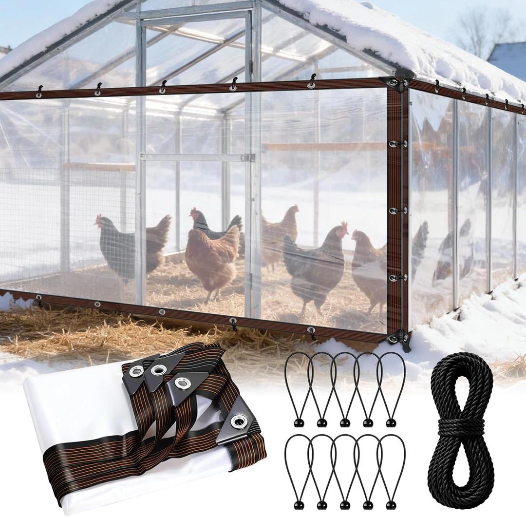 Chicken Module Rack Covers 6.6x13FT Chicken Coop Cover for Winter, Waterproof Clear Chicken Run ...