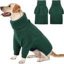Queenmore Large Dog Sweater for Girl or Boy, Christmas Knitwear, Winter Puppy Sweatshirt, Pet Chunky Warm Coat for Small Medium Dogs, Green, Large
