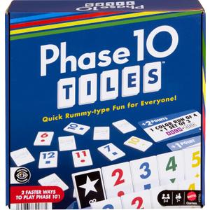 Mattel Games Phase 10 Tiles Game, Quick Family Rummy-Type Play with 32 Cards Featuring Unique Phases and Two Ways to Play, for 2-6 Players