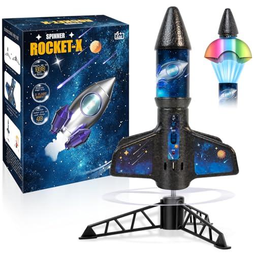 Rocket Launcher for Kids -200 Feet of Flight Altitude, Auto Electric Rocket Toys with Safe Parachute, Outdoor Summer Yard Toys Easter Birthday Gifts for Boys & Girls Age 6 7 9 10 12 8-13 Years Old
