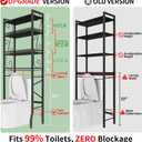 Over-The-Toilet Storage Rack 4-Tier,Bathroom Organizer Shelf Over Toilet,Adjustable Wooden Shelves and Basket,Freestanding Above Toilet Shelf,Space Saver for Rooms(Black Rack-Black Shelves), Large