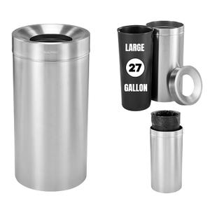 Alpine Indoor Commercial Trash Can Open Top- 27 Gallon Stainless Steel Garbage Can, Heavy Duty, Large, Tall Round Industrial Waste for Office, Hotel, Lobby, Business Bathrooms & High Traffic Areas