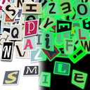 2 x 108 Pcs Alphabet Stickers Glow in The Dark, Vinyl Letters A-Z Water Bottle Sticker Pack for Teens, Waterproof Skateboard Laptop Decals for Adults Kids Girls Boys