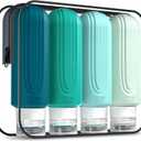 Mrsdry Travel Bottles for Toiletries, Large 6oz Oversize Containers, BPA Free Leak Proof Tubs Refillable Liquid Traveler Accessories with Toiletry Bag for Cometic Shampoo and Lotion Soap (4 Pack)