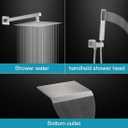BWE Shower System with Waterfall Tub Spout Shower Faucet Set 10 Inch Square Brushed Nickel Rain Shower Head Bathroom Luxury Wall Mounted Shower Combo Set Rough-in Valve Body and Trim Included