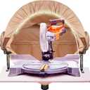 BERPET Miter Saw Dust Collection Hood with Light, Dust Solution for Miter Saws, Dust Collector, Accessory Holes, Universal Fit, Storage Bag - Khaki