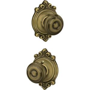 SCHLAGE F10 GEO 609 BRK Brookshire Collection Georgian Passage Knob, Antique Brass