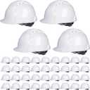 40 Pcs 4 Pt. Suspension Hard Hat Bulk Safety Helmets ABS Construction Hardhats Adjustable Ratchet Hard Hats with Vents and Cotton Brow Pad Hard Hats for Men Work Head Protection Supplies