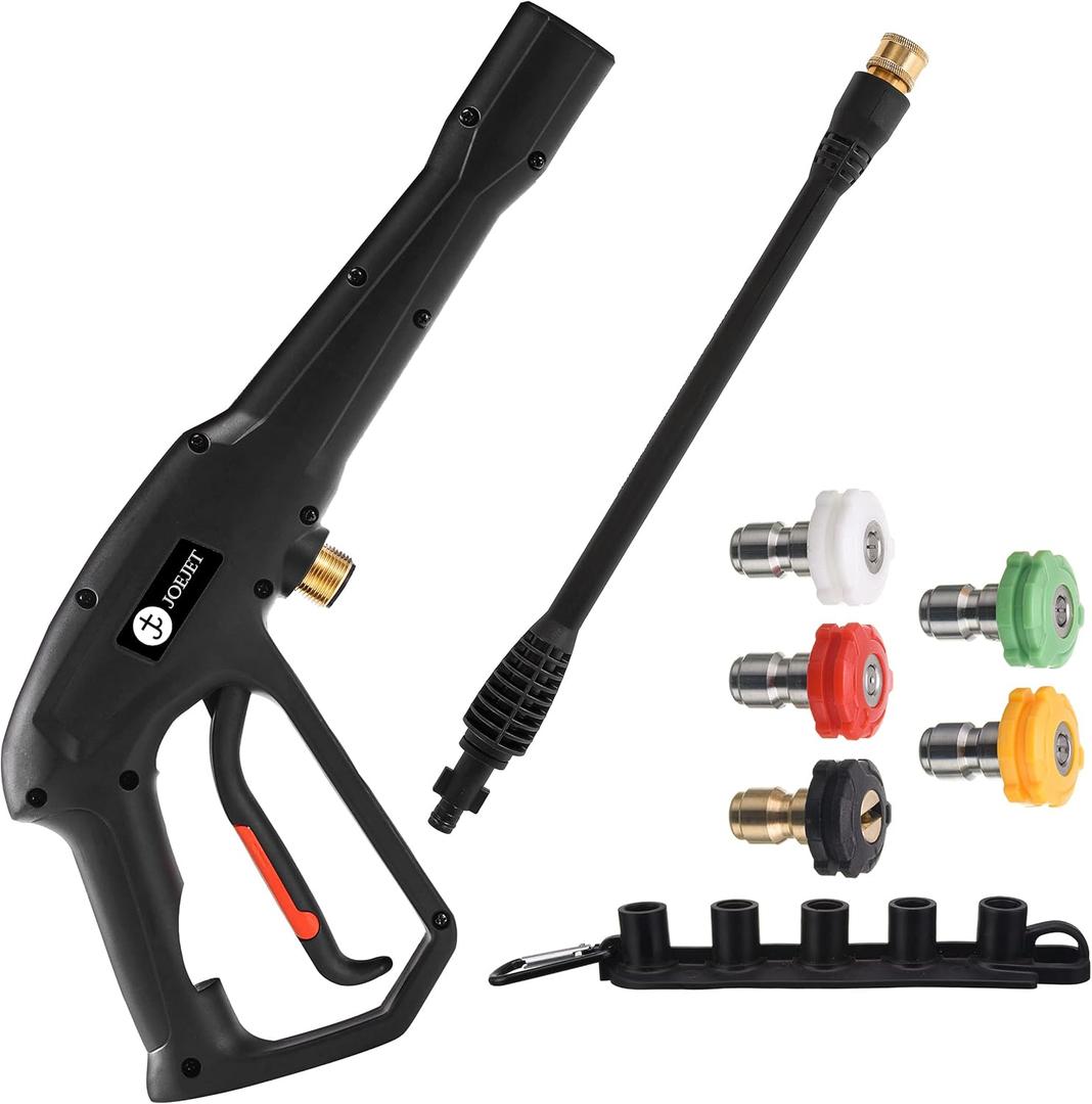 JOEJET High Pressure Washer Replacement Gun with Jet Wand and 5 Spray Nozzle Tips, Compatible with Some Karcher, Ryobi, Powerstroke Electric Power Washer 