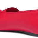 Ballet Flats for Women Cute Bow Round Toe Mary Janes Comfortable Faux Leather Slip On Ballerina Shoes (8, Red)