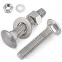 VGBUY 5/16-18 x 2" Carriage Bolts Screws 12 Sets, 304 Stainless Steel 18-8, Round Head Square Neck, Carriage Bolts and Nuts Kit, with Flat Washers