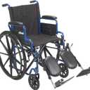 Drive Medical BLS18FBD-ELR Blue Streak Lightweight Wheelchair with Swing-Away Elevating Leg Rests and Flip-Back Arms (18 Inch)