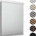 MYshade Blackout Cordless Cellular Shades Honeycomb Shade for Indoor Windows Room Darkening Blinds for Home Office Pull Down Window Shades Easy to Install 34.5 inch Wide, H72 White Pleated Shade (34.5"W x 72"H, White)