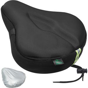 Zacro Bike Seat Cushion - Gel Padded Bike Seat Cover for Men Women Comfort, Extra Soft Exercise Bicycle Seat Compatible with Peloton, Outdoor & Indoor Bike Saddles (Black(silver waterproof cover))