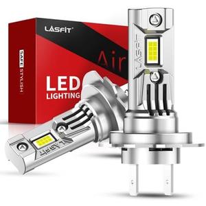 LASFIT BEAM H7 Light Bulbs, 2025 Upgrade Super Bright 6000K Cool White Fog Light Bulbs, No Adapter Required, Real 1:1 Mini Size with Cooling Fan, Plug and Play Non-Polarity, Pack of 2