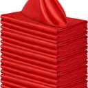 Aneco 16 Pack Square Satin Napkin Bright Silk Table Napkin Soft Smooth Fabric Table Napkin for Wedding Banquet Party Decoration, Red, 17 x 17 Inch