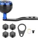 Tbest Knob Power Handle Grip,Fishing Reel Handle CNC Knob with Fittings Replacement Parts Accessory (Black+Blue)