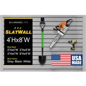 DLDIRECT 48" X 96" - Grey Slatwall Panel Garage Organizer: Heavy Duty Wall Mounted PVC Rack, Interlocking Slat Paneling for Garage Storage, Slatwall Board, Shelves System