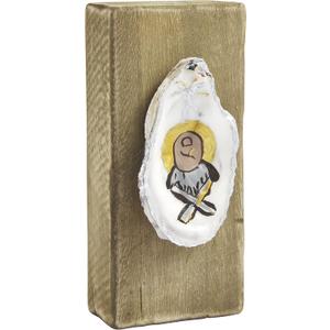 Mud Pie Reclaimed Wood Christmas Nativity Oyster Shell Plaque, Jesus Mud Pie Reclaimed Wood Christmas Nativity Oyster Shell Plaque, Jesus