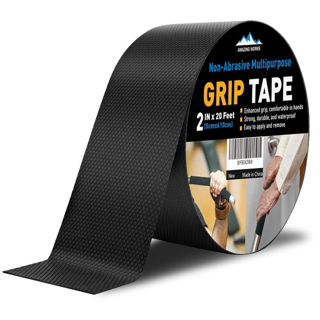 Rubber Grip Tape, 2 In x 20 Ft Non-Abrasive Grip tape for handles, Strong Adhesive Waterproof Heat Resistant Cushion grip, Comfortable in hands, perfect for handles, handlebars, or any slippery stuff