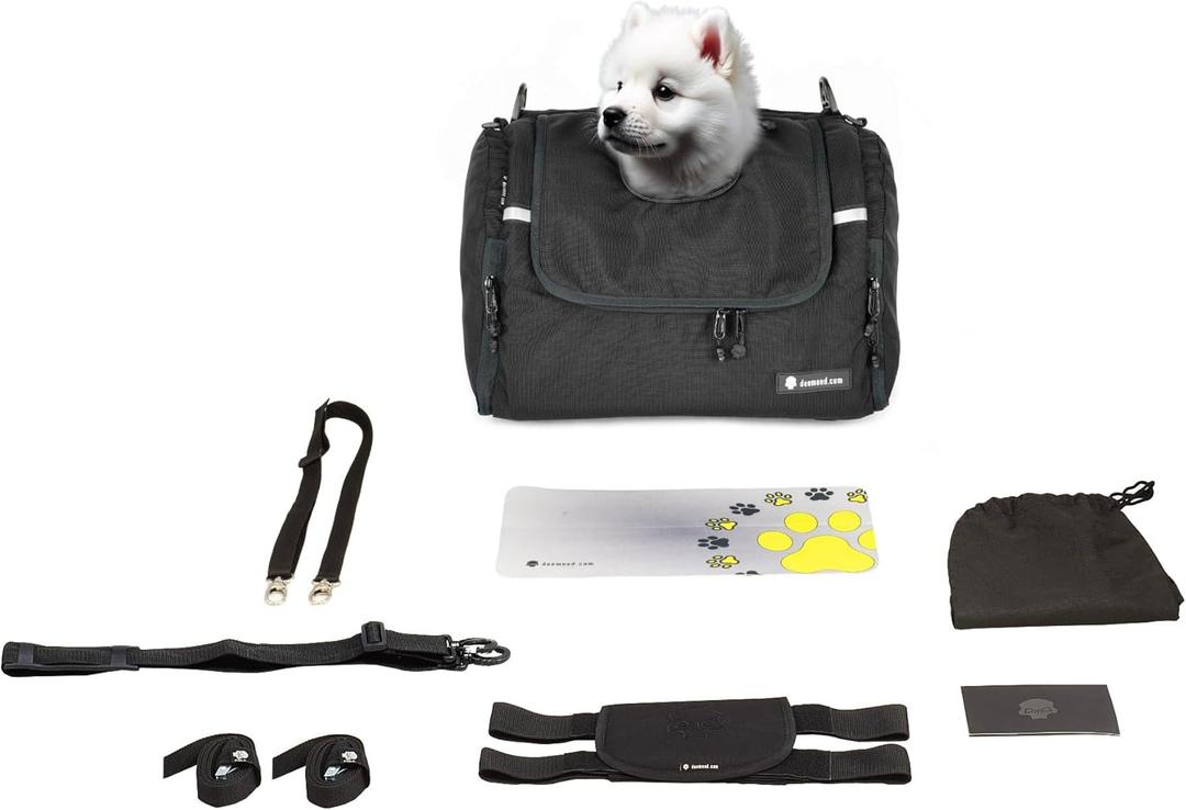 Motorcycle Dog Carrier for ~5-11lb Weight of Dogs, wateproof, Portable, Triple Ventilation System, Motorcycle Bag for Sissy bar, Luggage Rack or seat. Made of Italian Cordura Fabric (XS)