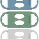 Dr. Brown’s Milestones 100% Silicone Baby Bottle Handles, Wide-Neck, Green, Gray, 4 Pack, 4m+