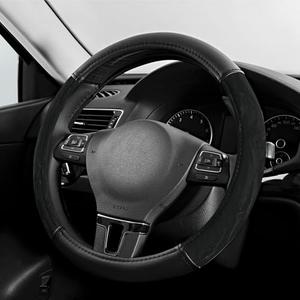 PIC AUTO Steering Wheel Cover, Silk Grain Leather Car Steering Wheel Protector, Comfortable Grip, Universal 14.5-15.5 Inch Anti-Slip Steering Wheels Accessories for Men & Women (Black)